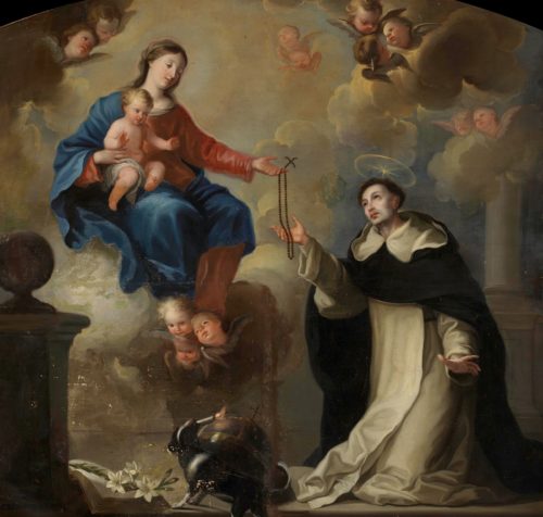 Maria la entrega el Rosario a santo Domingo , Museo de el Prado