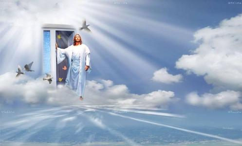 cielo con jesus en la puerta