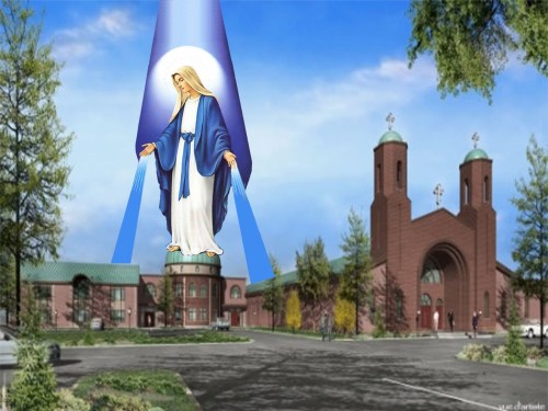 dibujo de virgen maria e iglesia de warraq fondo