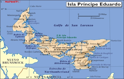 mapa de la isla del principe eduardo canada
