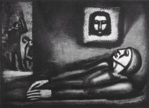 misericordia en blanco y negro con mujer en la cama