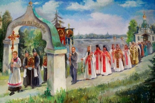 tarjeta de procesion del monasterio tikhon
