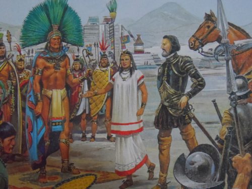 encuentro de españoles con indigenas
