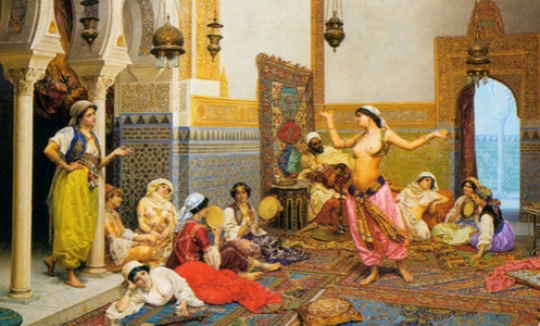 The harem dance, oil on canvas, 65 x 115 cm