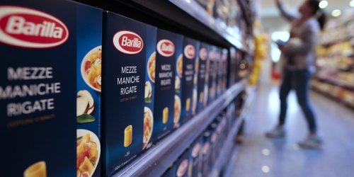 Packs of Barilla pasta are seen in a supermarket in Rome