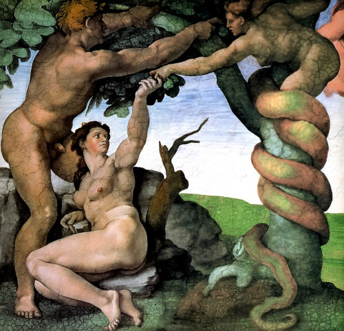 Adam and Eve in the Garden by Michelangelo
