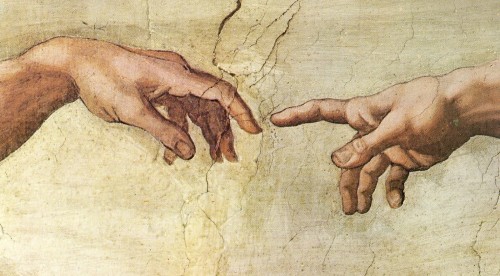 manos que se tocan dios y el hombre fondo