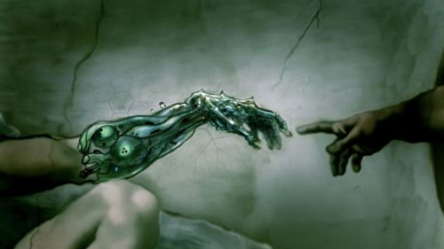 mano-bionica-y-natural-que-se-tocan-transhumanismo