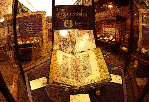 foto de la biblia de gutemberg de una biblioteca americana